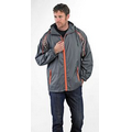 Micro fiber hooded Full Zip Jacket w/Contrast Panel Inserts.